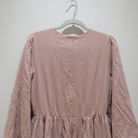 VEILED NEW YORK Balloon Sleeve Maxi Modest Dress Blush Medium Tall Wedding Abaya - Picture 11 of 15